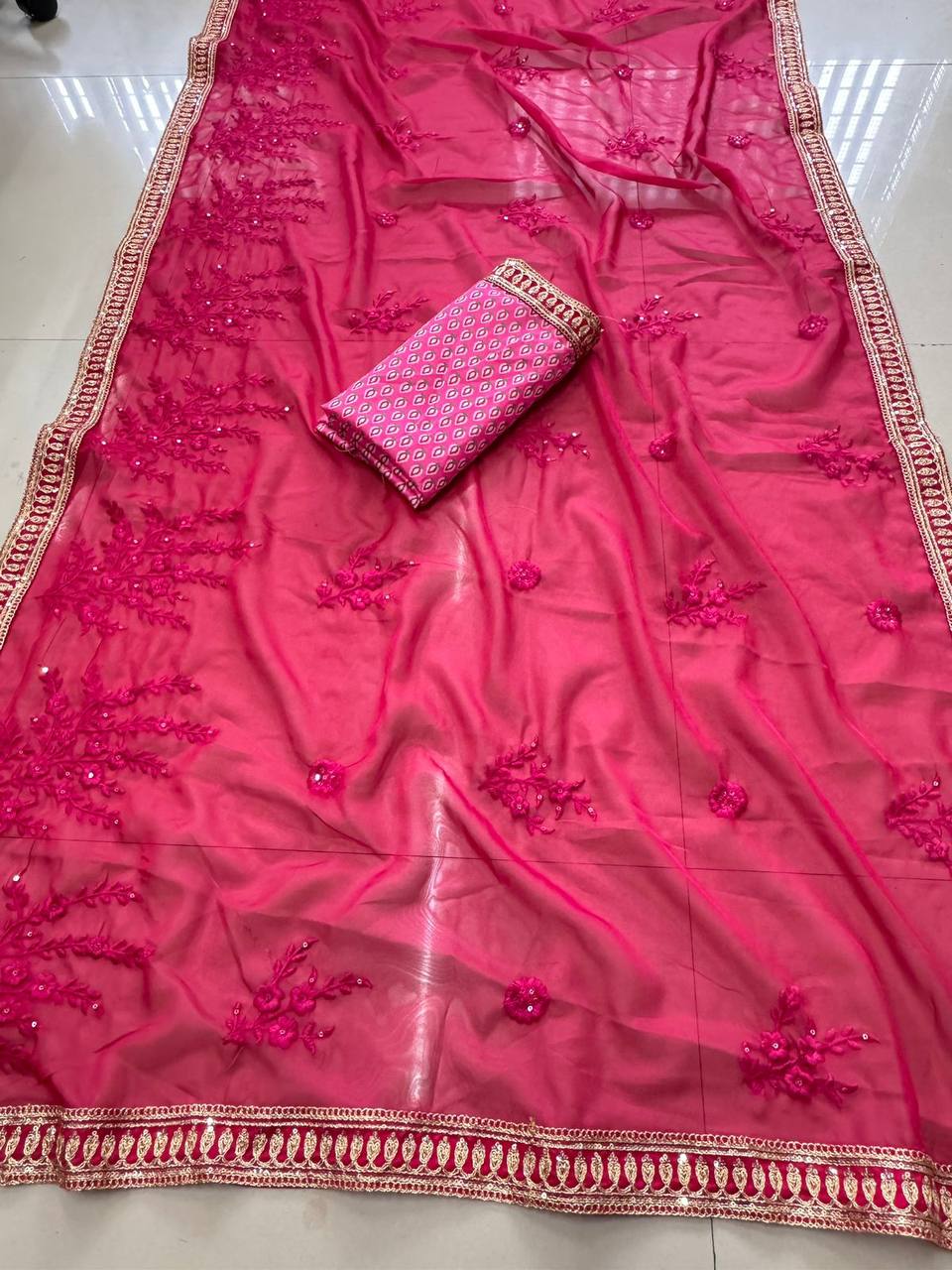 Party Wear Soft Premium Organza  Preety Saree.