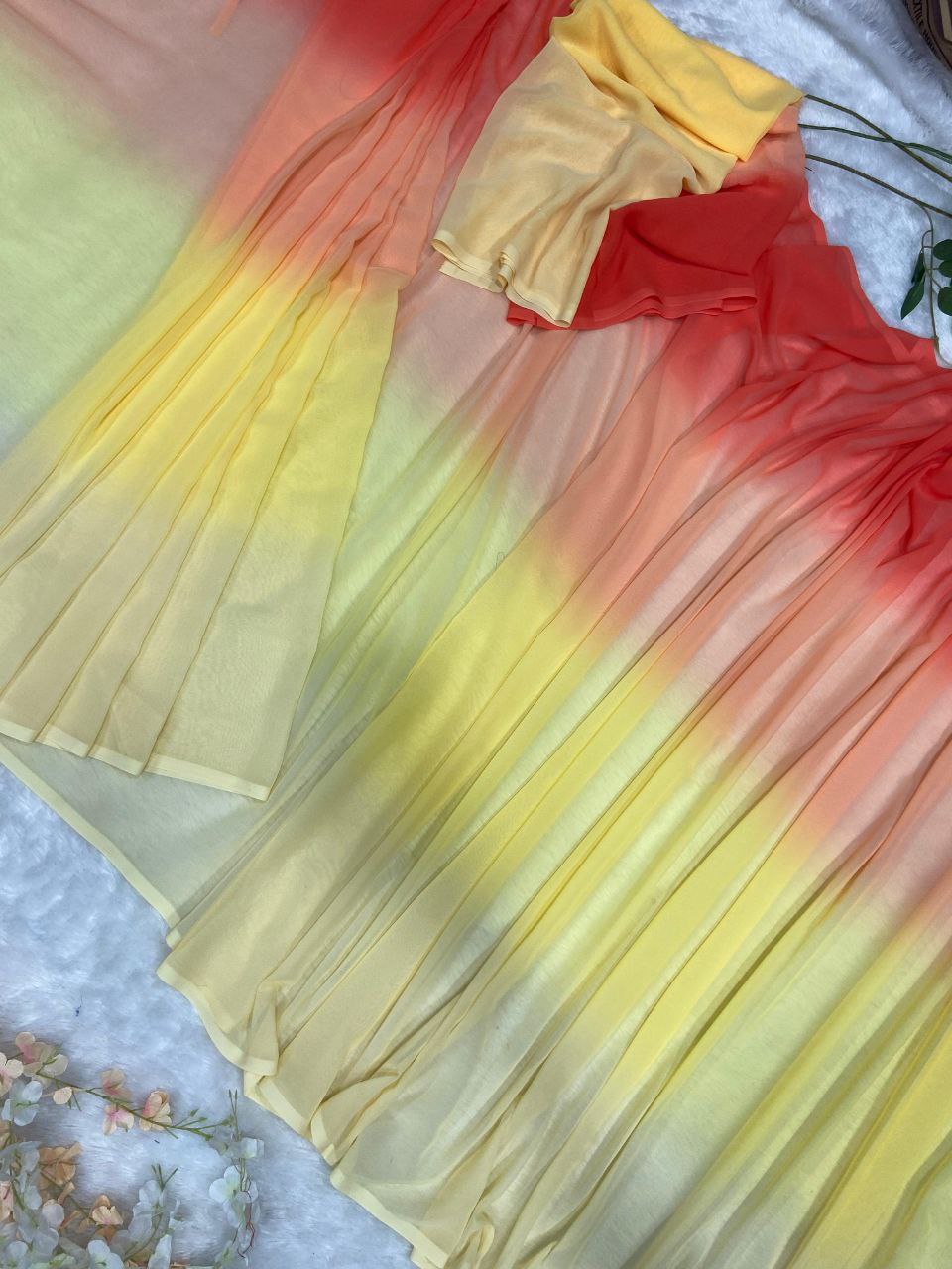 Designer Preety Shaded Colourd Ready To Wear Saree.