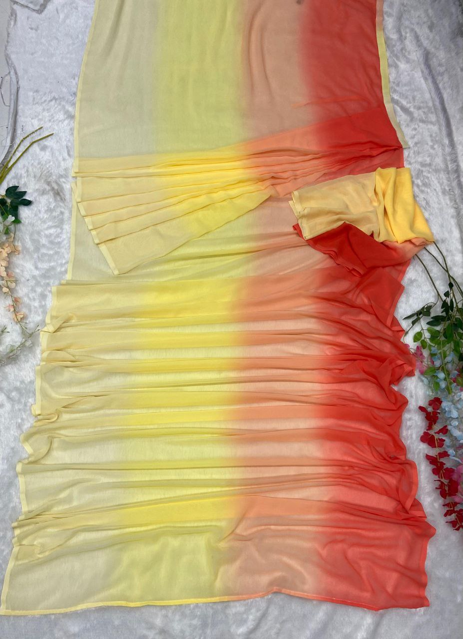 Designer Preety Shaded Colourd Ready To Wear Saree.