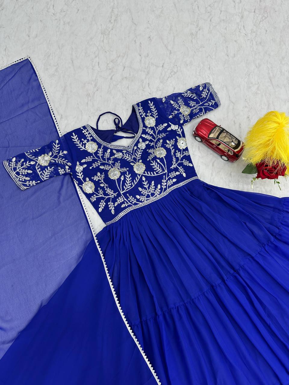 Occasions Wear Special Beautiful Trendy Designer Blue Gown.