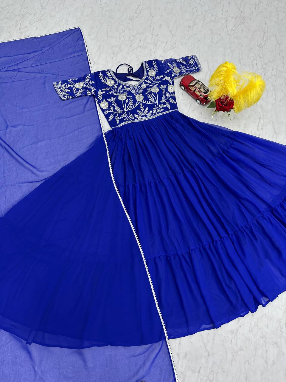 Occasions Wear Special Beautiful Trendy Designer Blue Gown.