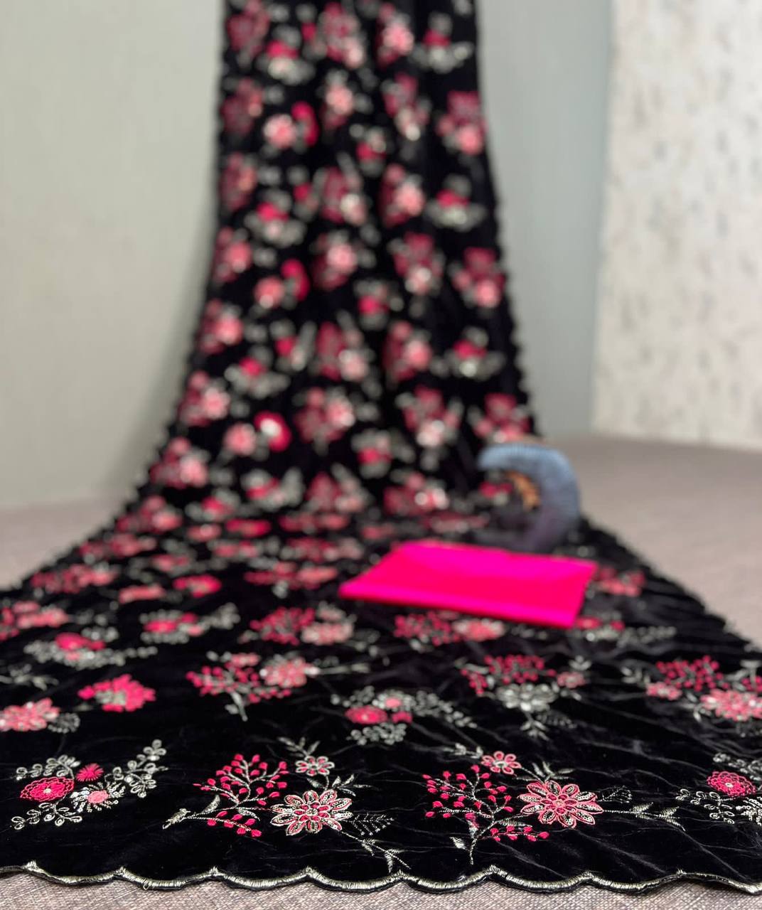 Winter Wedding Special Black Velvet Saree Collection.