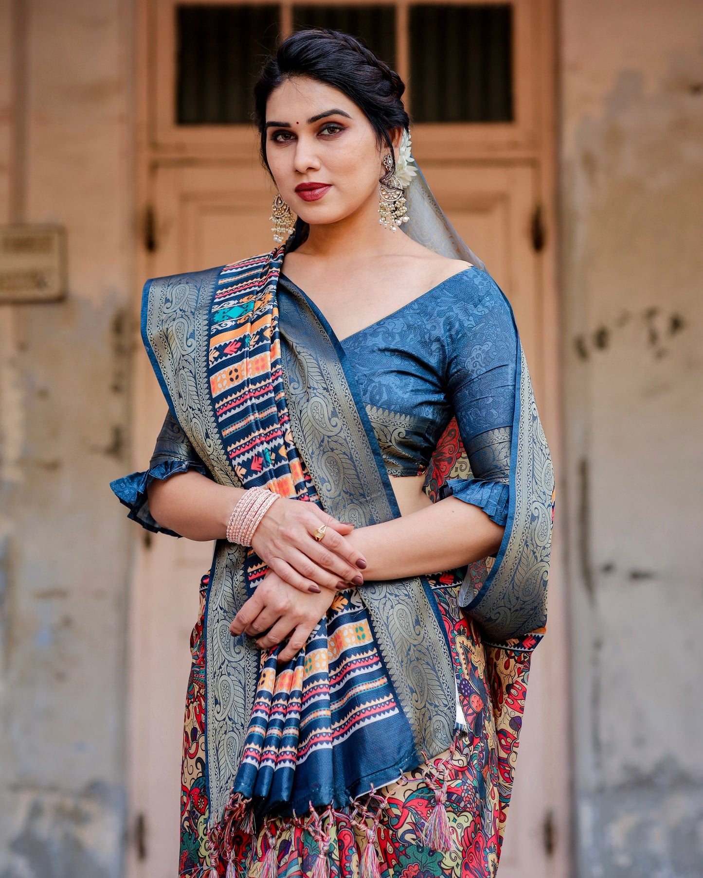 Traditional Impressive Look Pure Silk Digital Printed Saree.