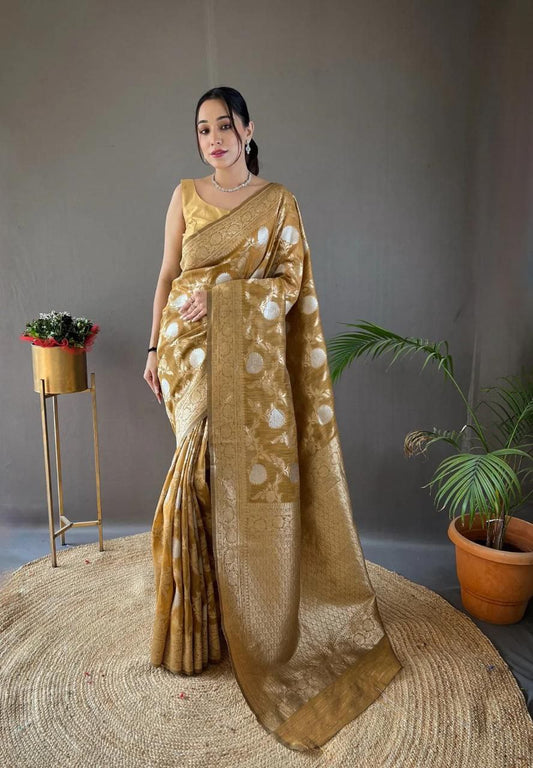 Mustard Soft Lichi Silk Saree Collection.