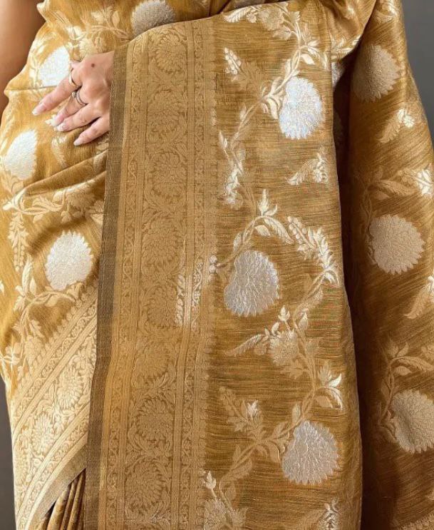 Mustard Soft Lichi Silk Saree Collection.