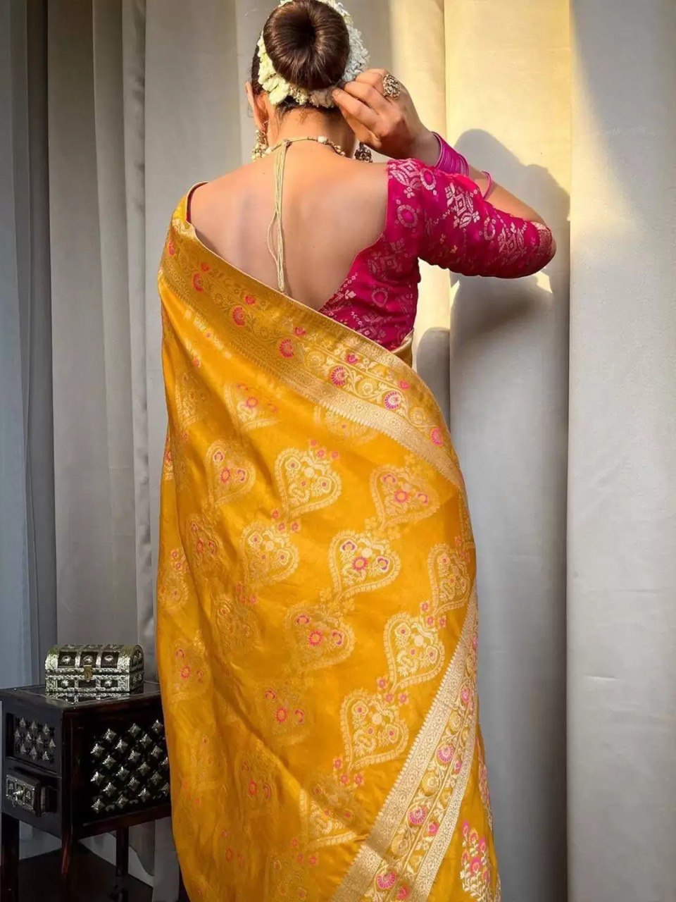 Pretty Haldi Ceremony Special Soft Banarasi Silk Saree Collection.