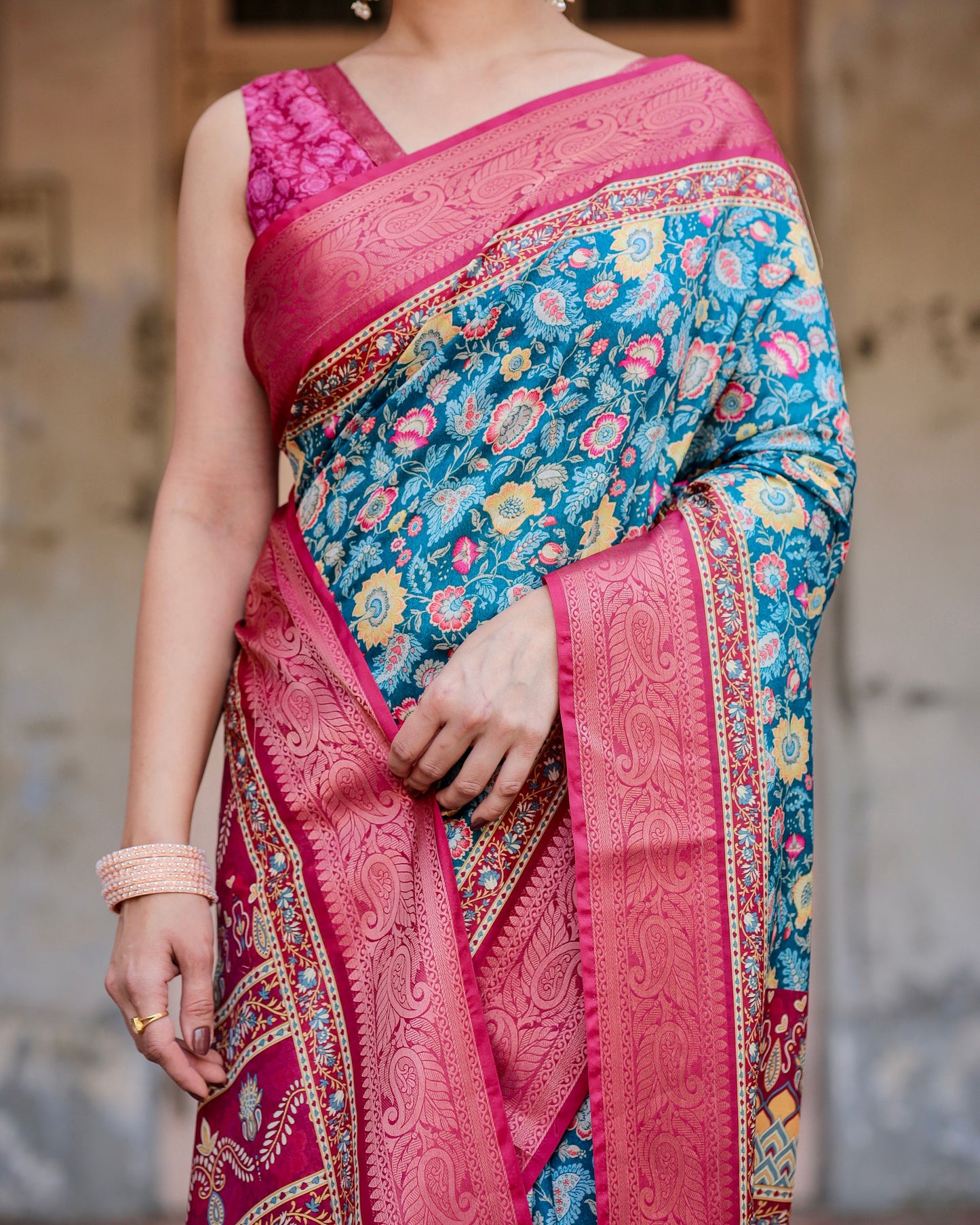 Wonderfull Designer Pure Silk Digital Printed Party Wear Saree.