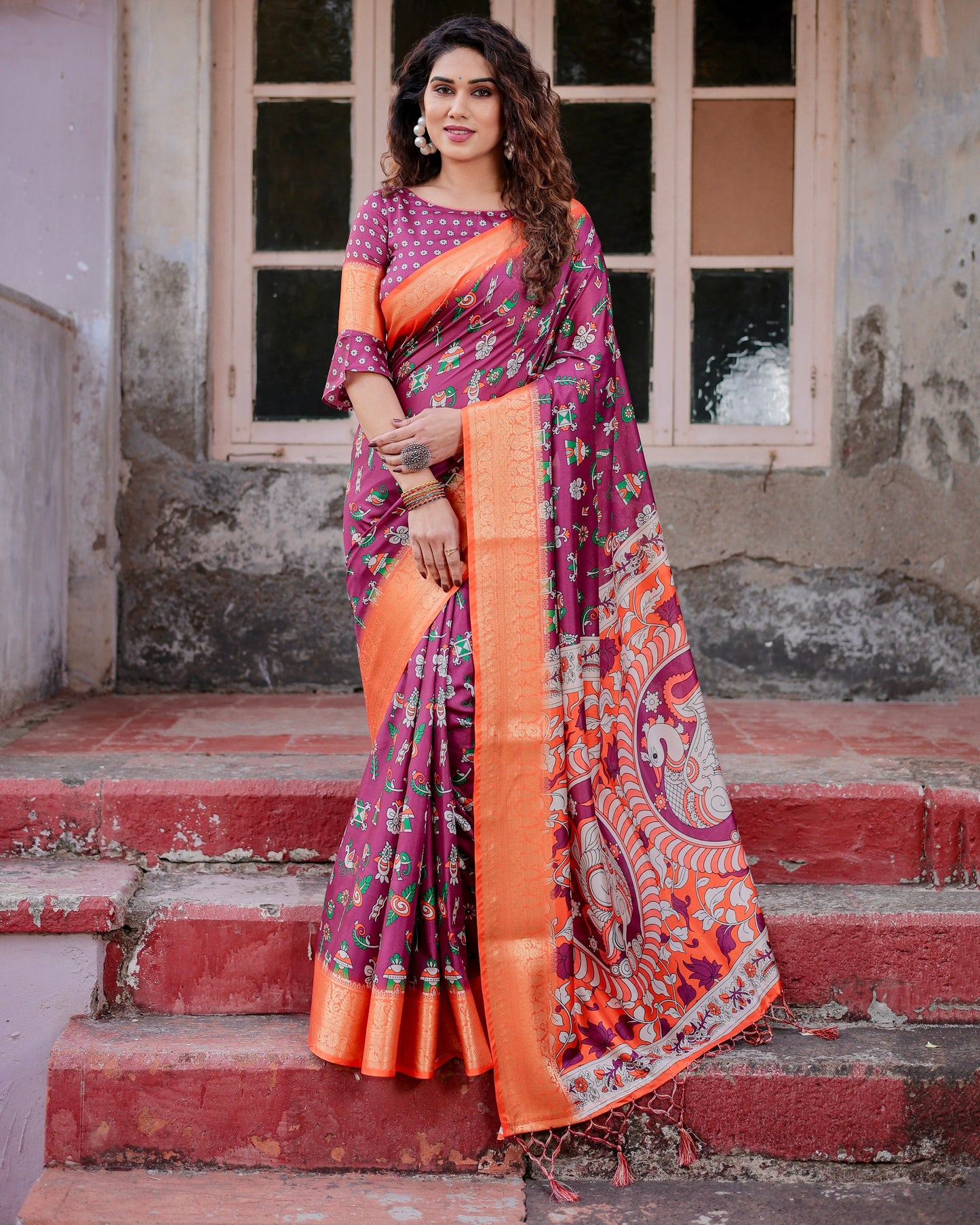 Pretty Designer Pure Silk Digital Printed Party Wear Saree.