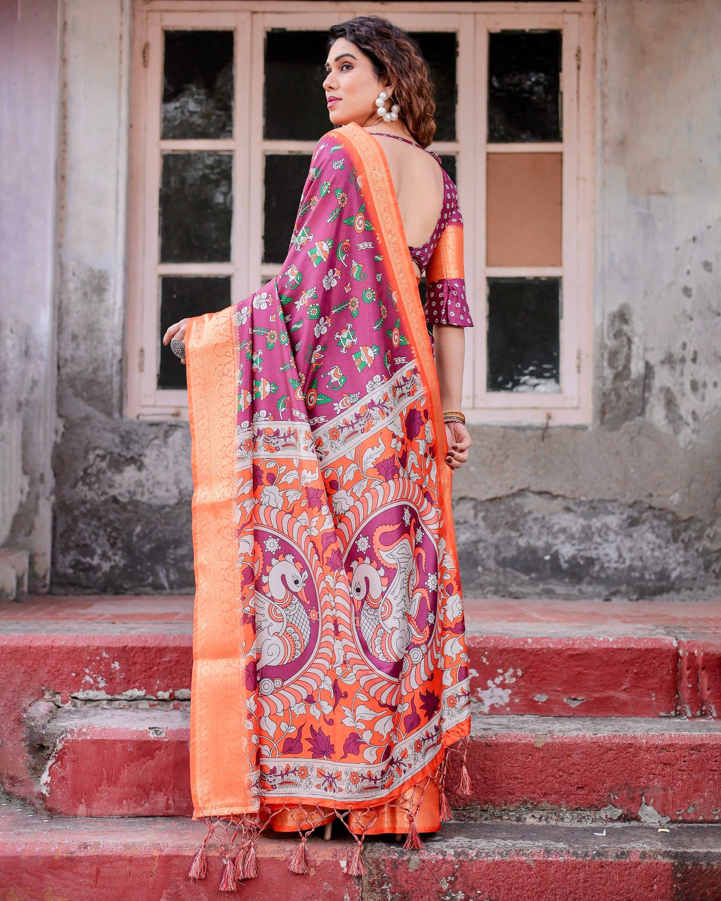 Pretty Designer Pure Silk Digital Printed Party Wear Saree.