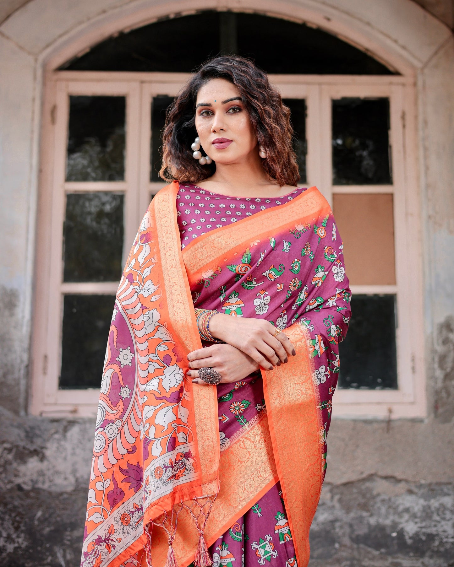 Pretty Designer Pure Silk Digital Printed Party Wear Saree.