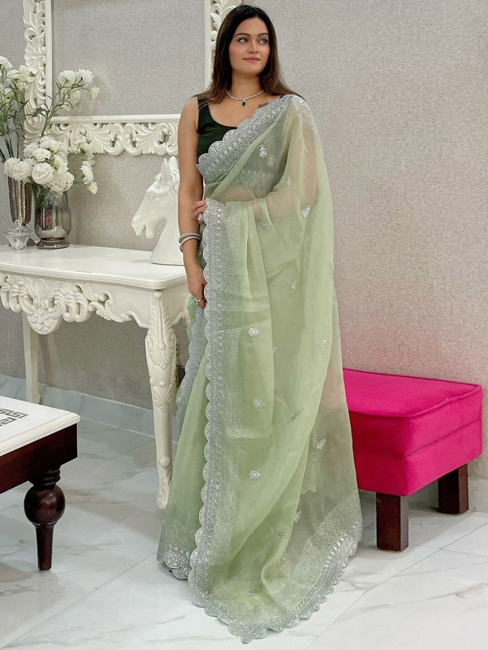 Presenting new designer burberry silk saree.