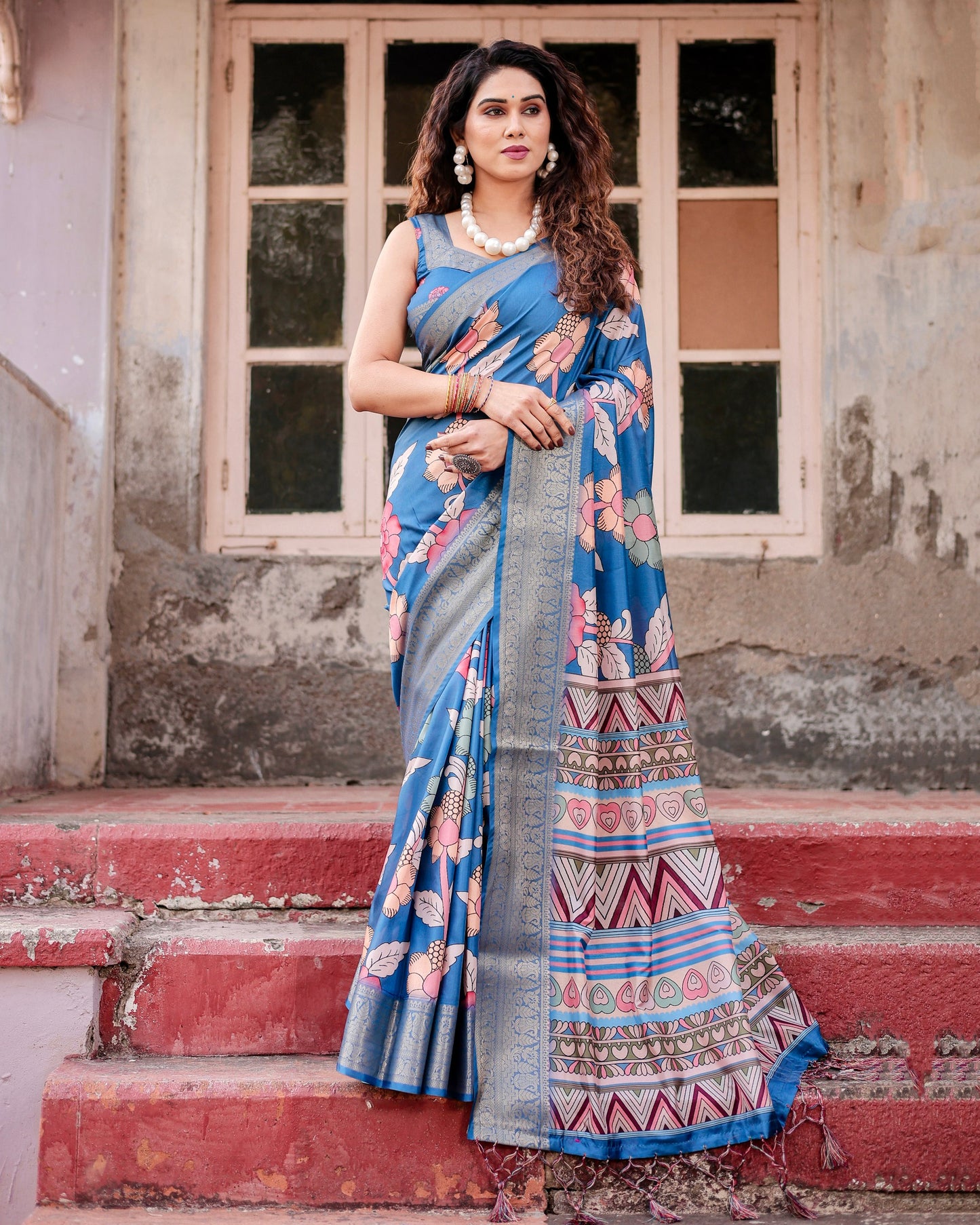 Pure Silk Digital Printed Party Wear Saree.