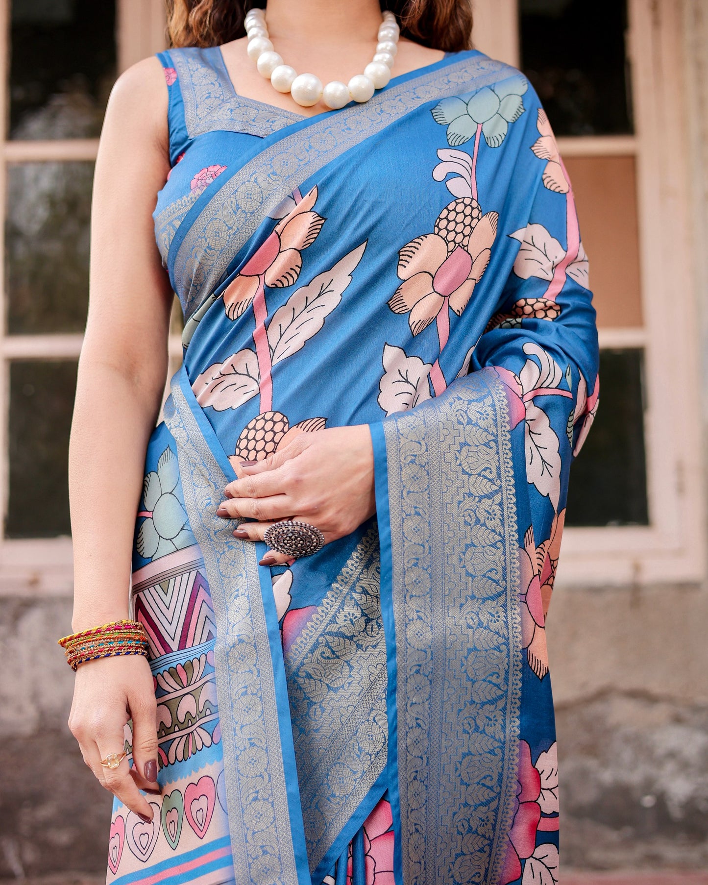 Pure Silk Digital Printed Party Wear Saree.