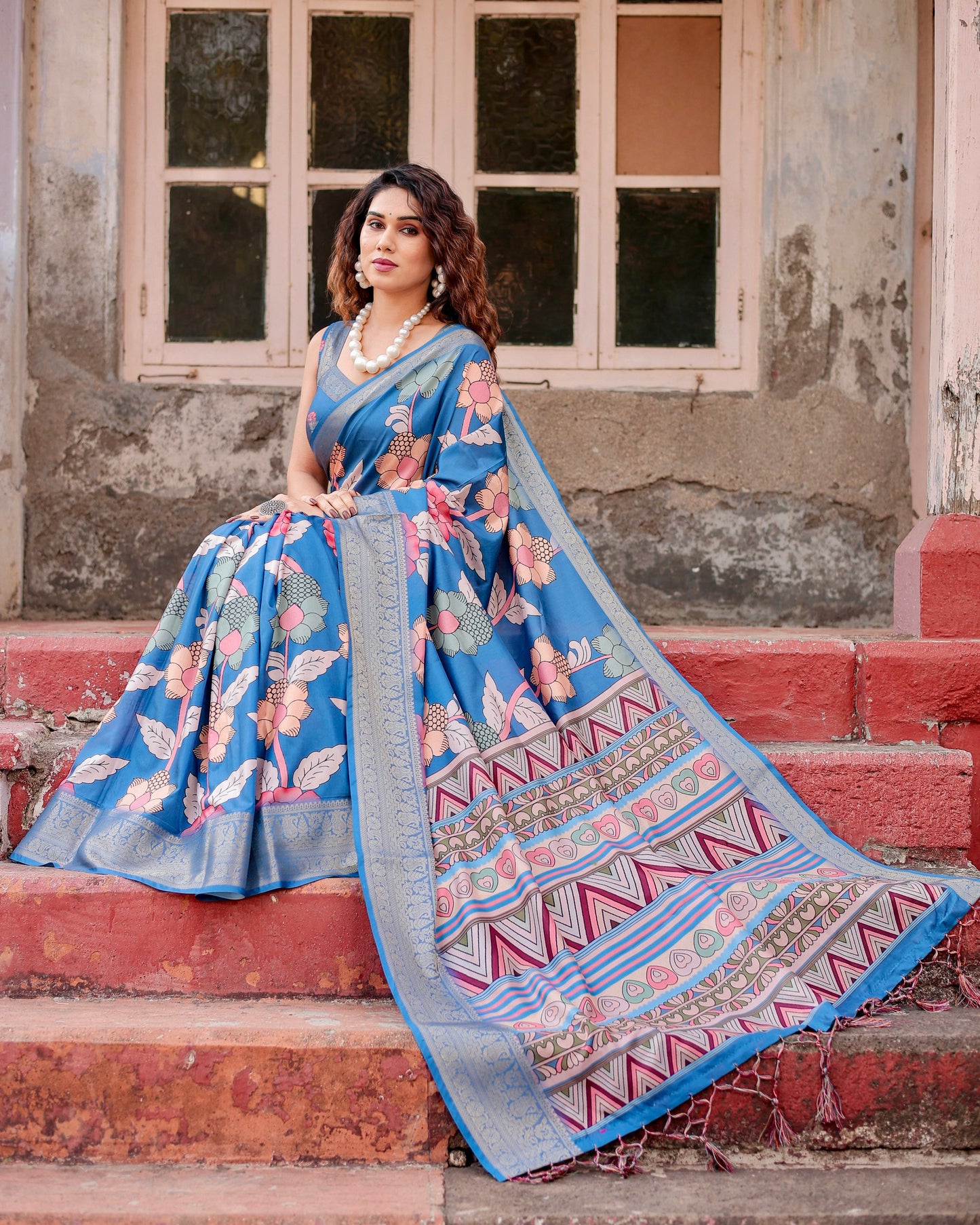 Pure Silk Digital Printed Party Wear Saree.