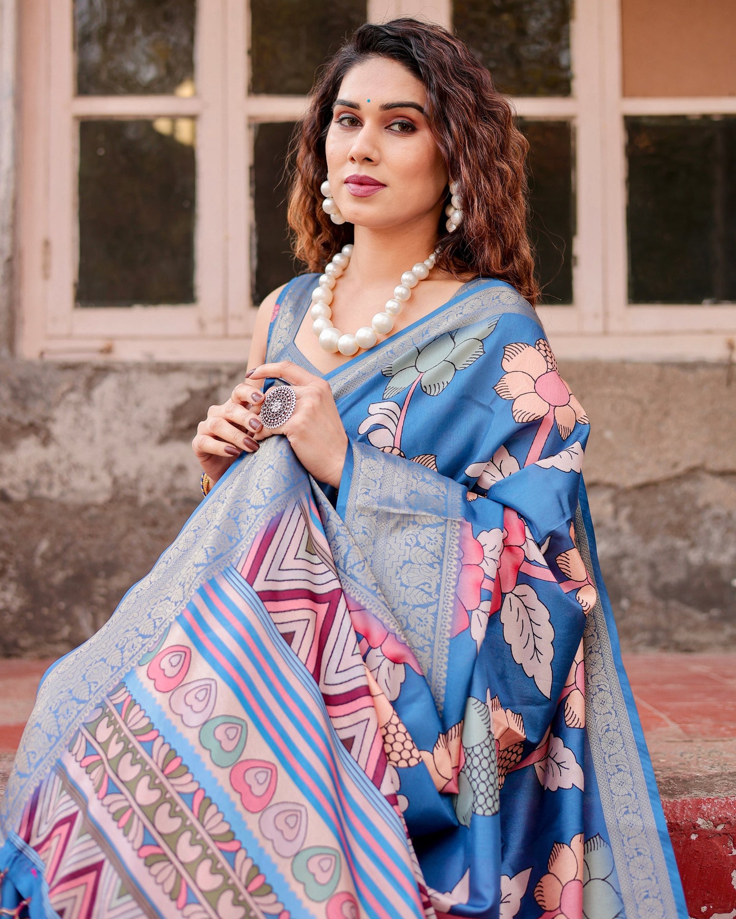 Pure Silk Digital Printed Party Wear Saree.