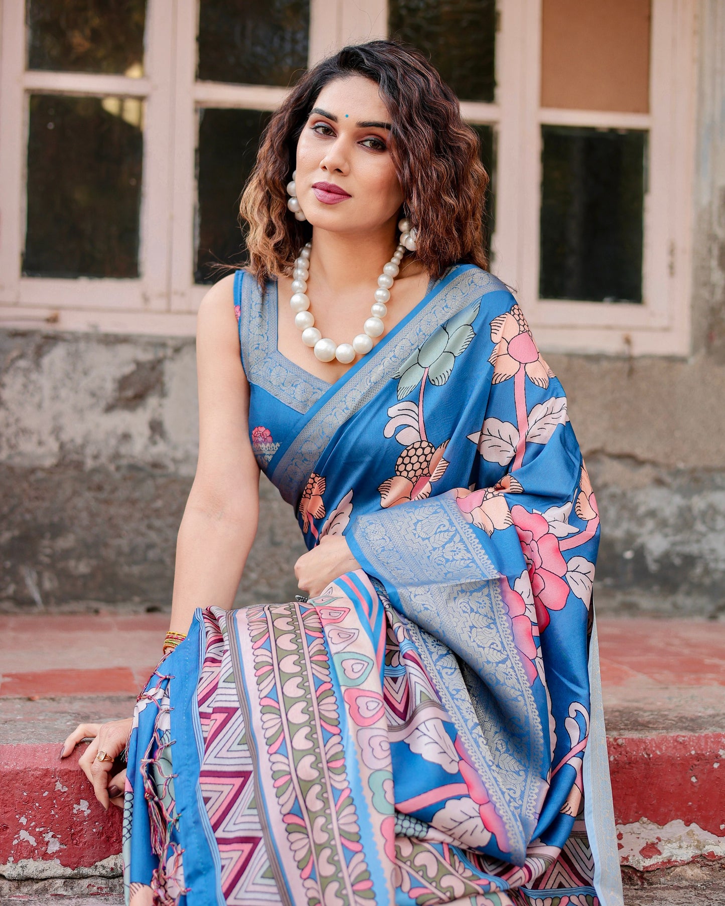 Pure Silk Digital Printed Party Wear Saree.