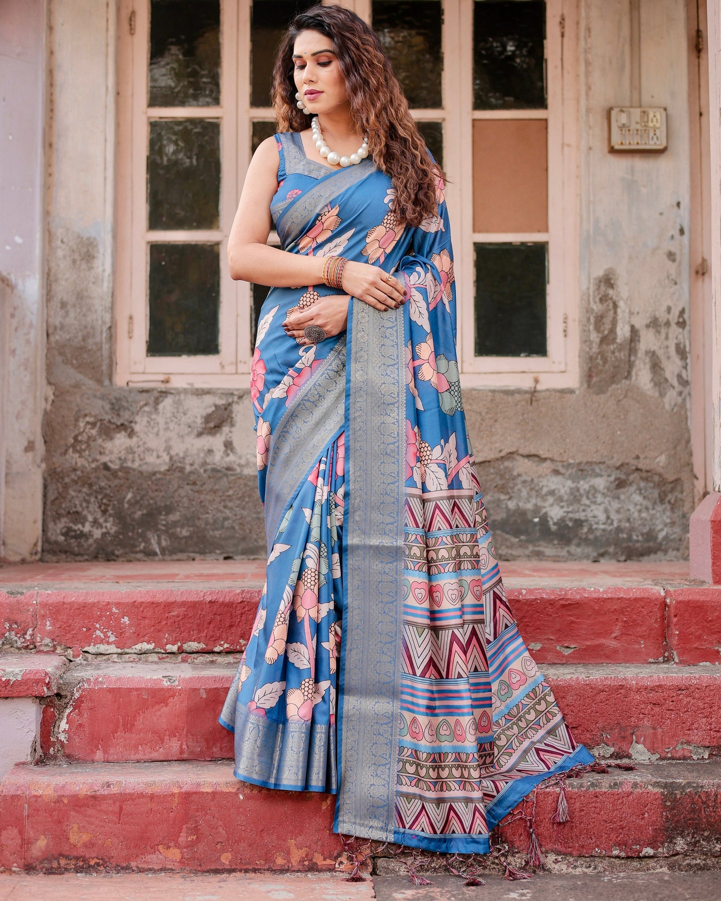 Pure Silk Digital Printed Party Wear Saree.