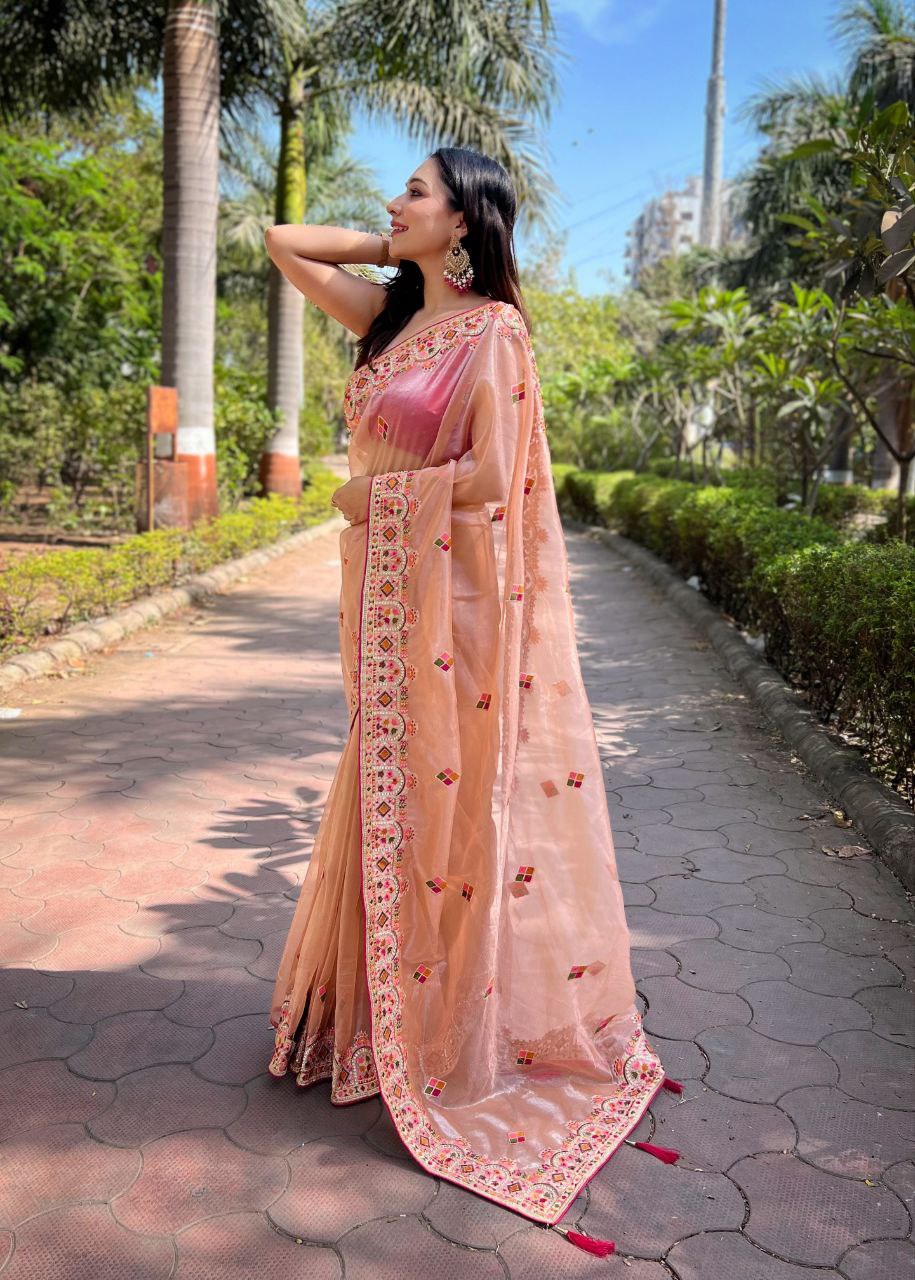 Party Wear Special Twill Net Designer Saree Collection.