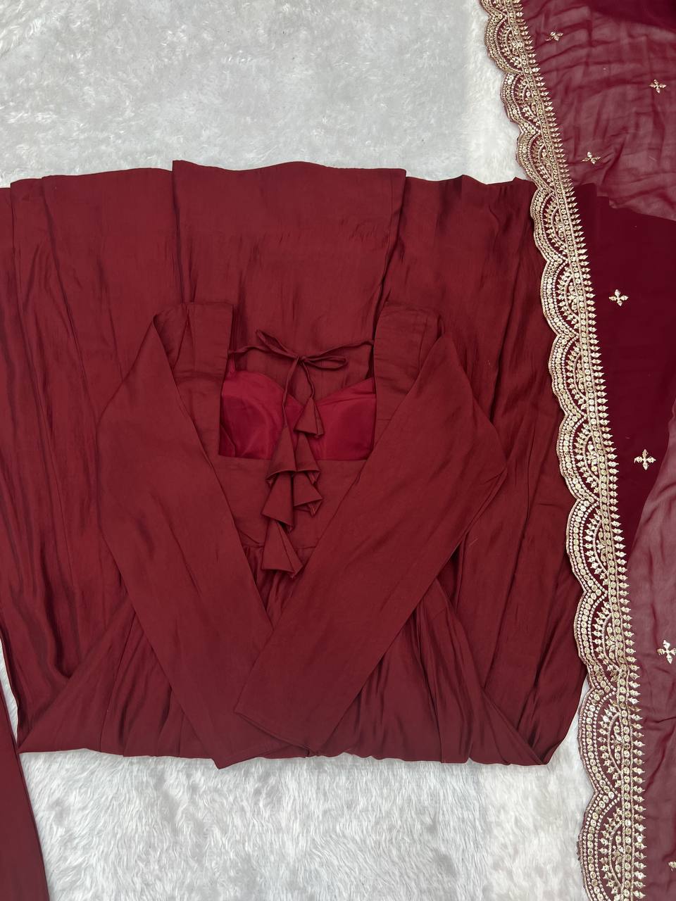 Latest Rich Designer Maroon Colour Gown Collection.