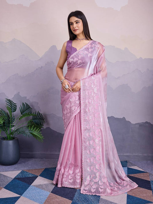 Pretty Pink Designer Party Wear Saree Collection.