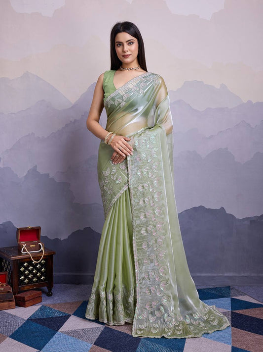 Latest Festival Special New Pista Saree Collection.
