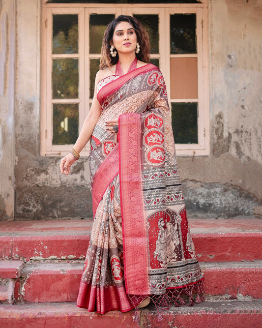 Beautiful Designer Pure Silk Digital Printed Saree.