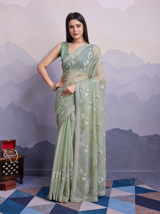 Beautiful Wedding Function Special Designer Soft Shimmer Chiffon Saree Collection.