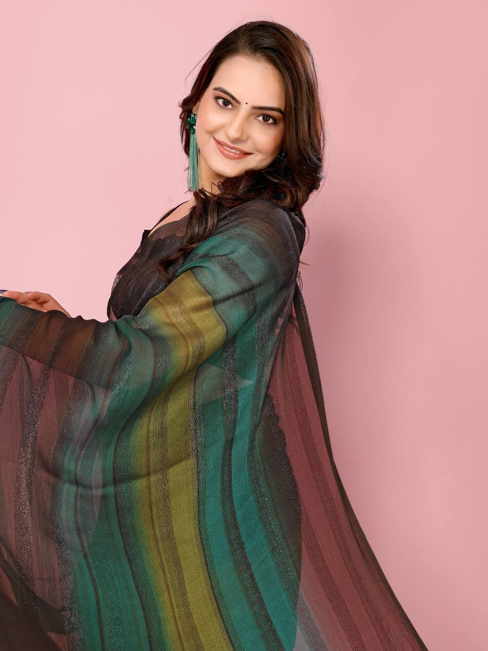 Latest Premium Rangoli Zari Silk One Minute  Ready To Wear Saree.