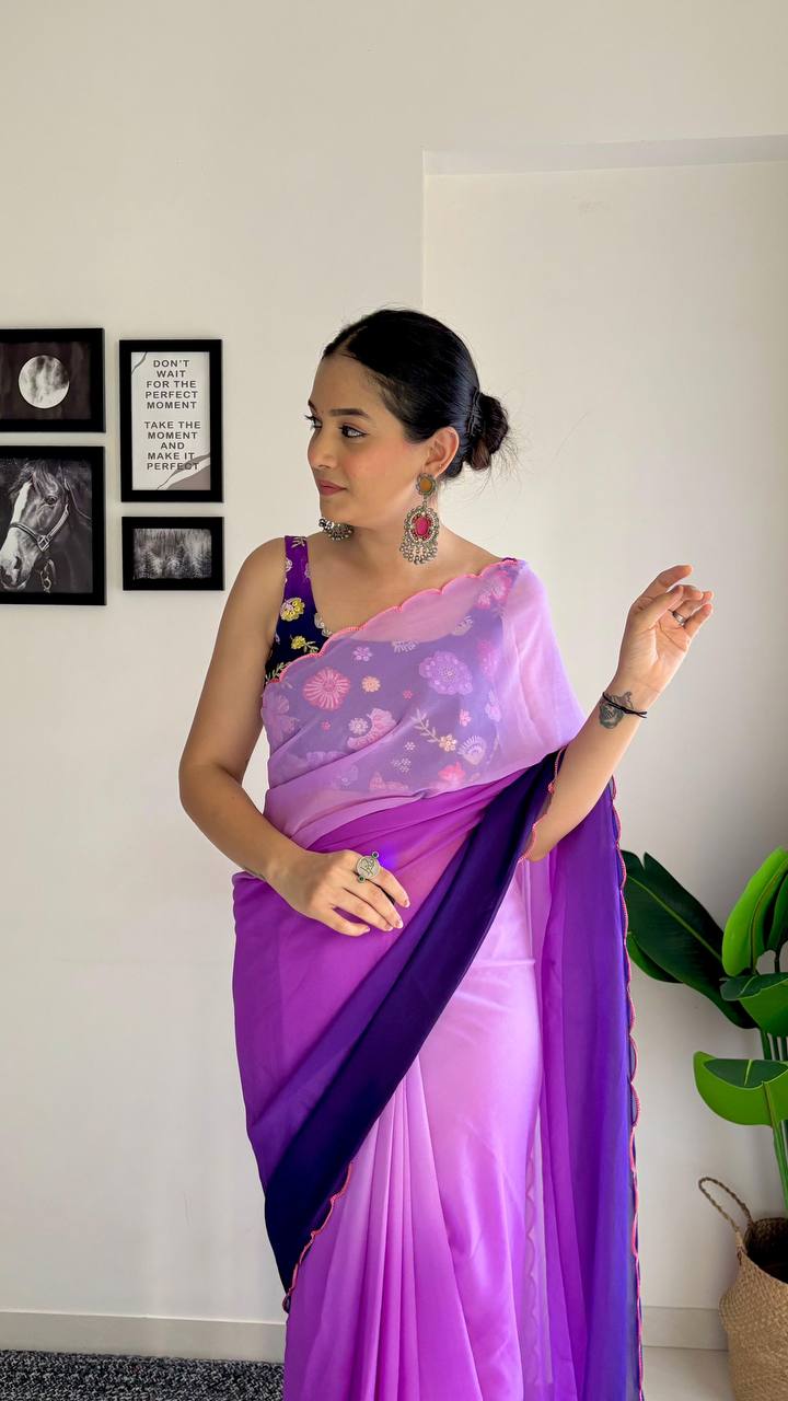 Lavender and Purple Shaded Soft Georgette Saree Collection.