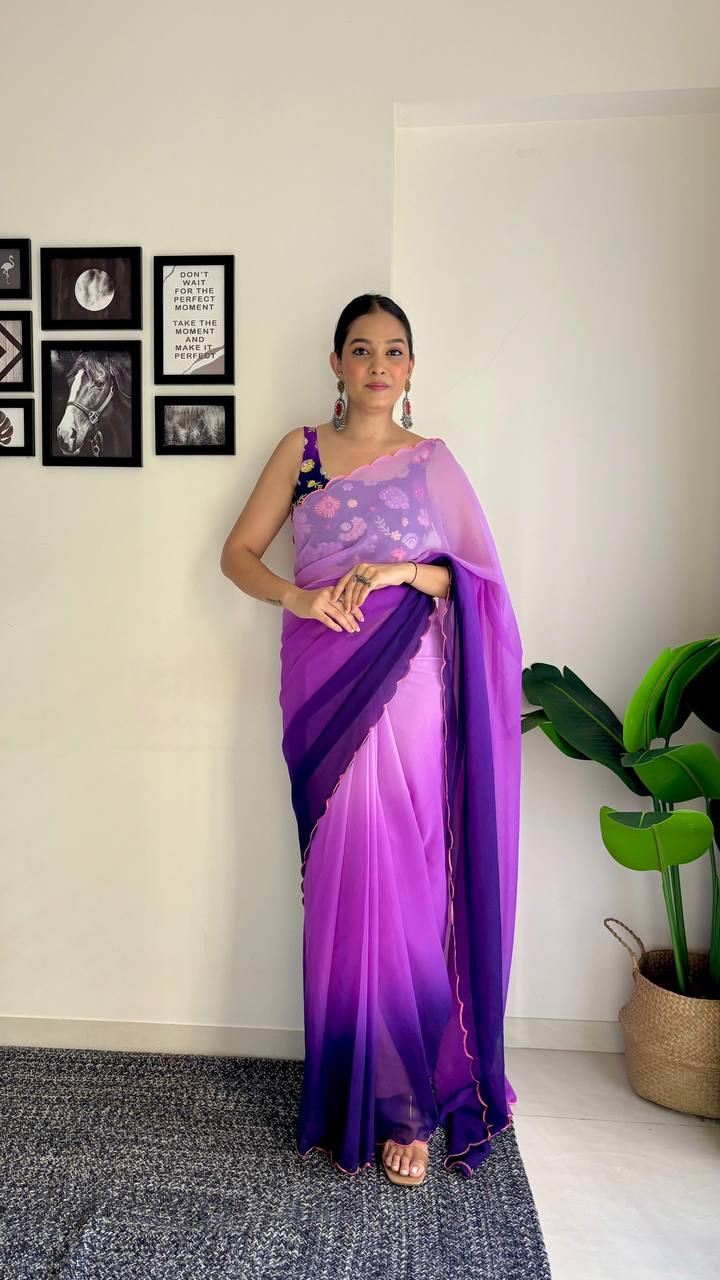 Lavender and Purple Shaded Soft Georgette Saree Collection.