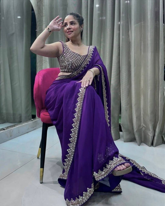 Latest Most Trendiest Designer Heavy Georgette Saree Collection.