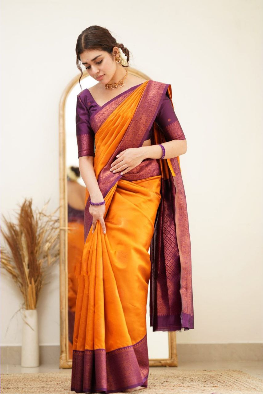 Impressive look Weddigns Special Soft Lichi Silk Saree.