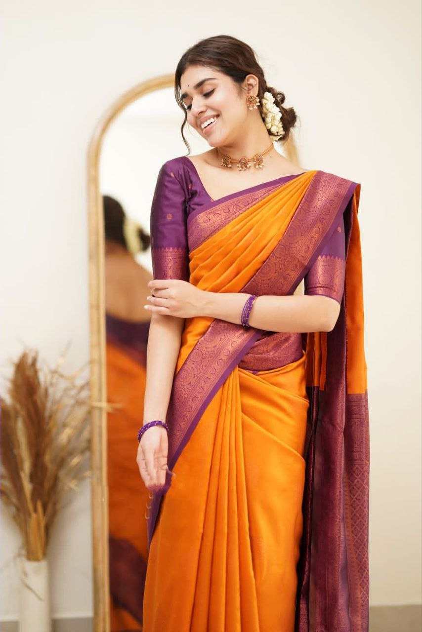 Impressive look Weddigns Special Soft Lichi Silk Saree.