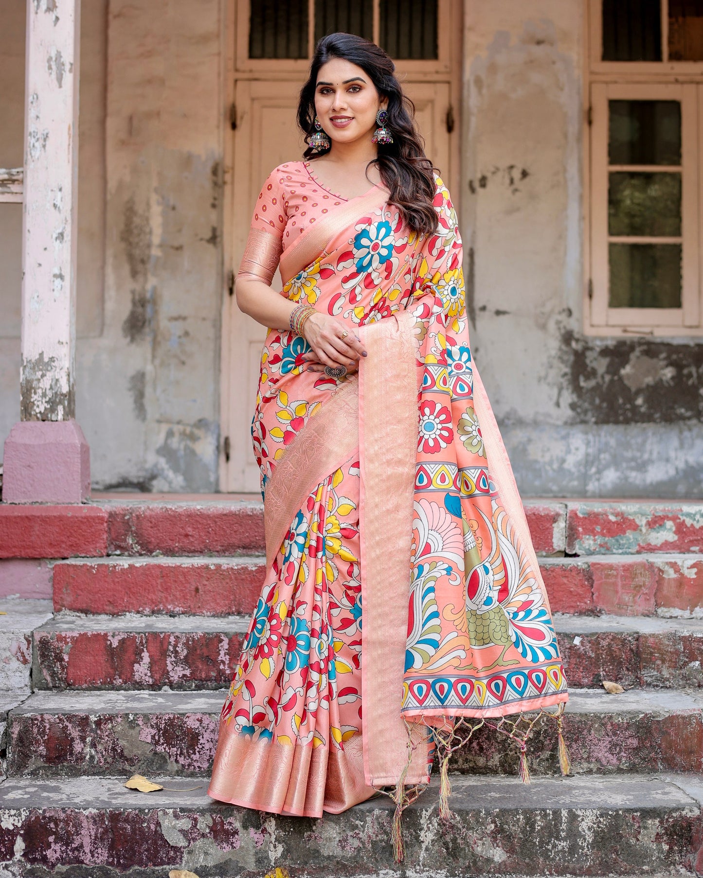 New Premium Pure Silk With Digital Printed Saree.