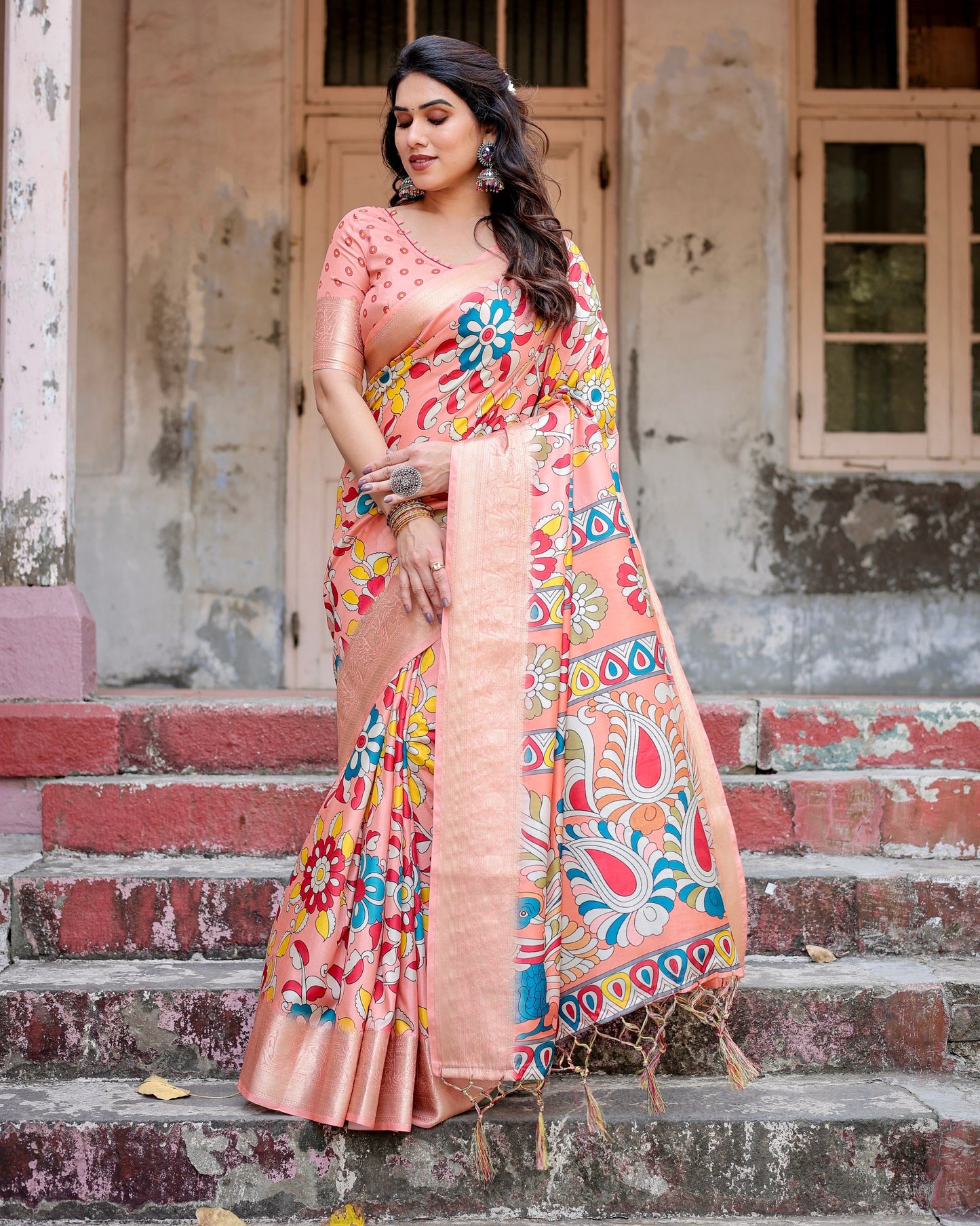 New Premium Pure Silk With Digital Printed Saree.