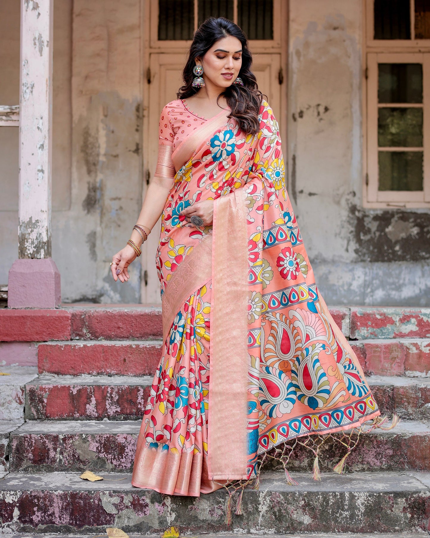 New Premium Pure Silk With Digital Printed Saree.