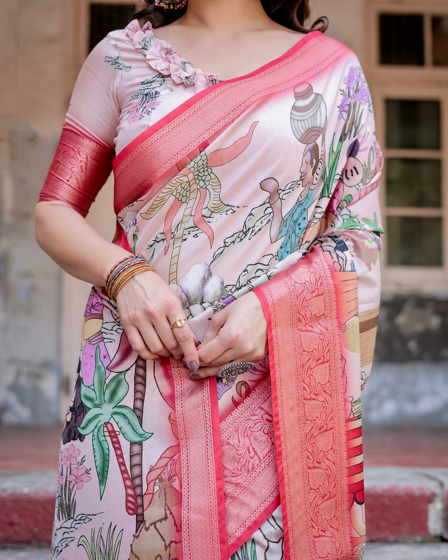 Indian Traditional Impressive Look Pure Silk Digital Printed Saree.