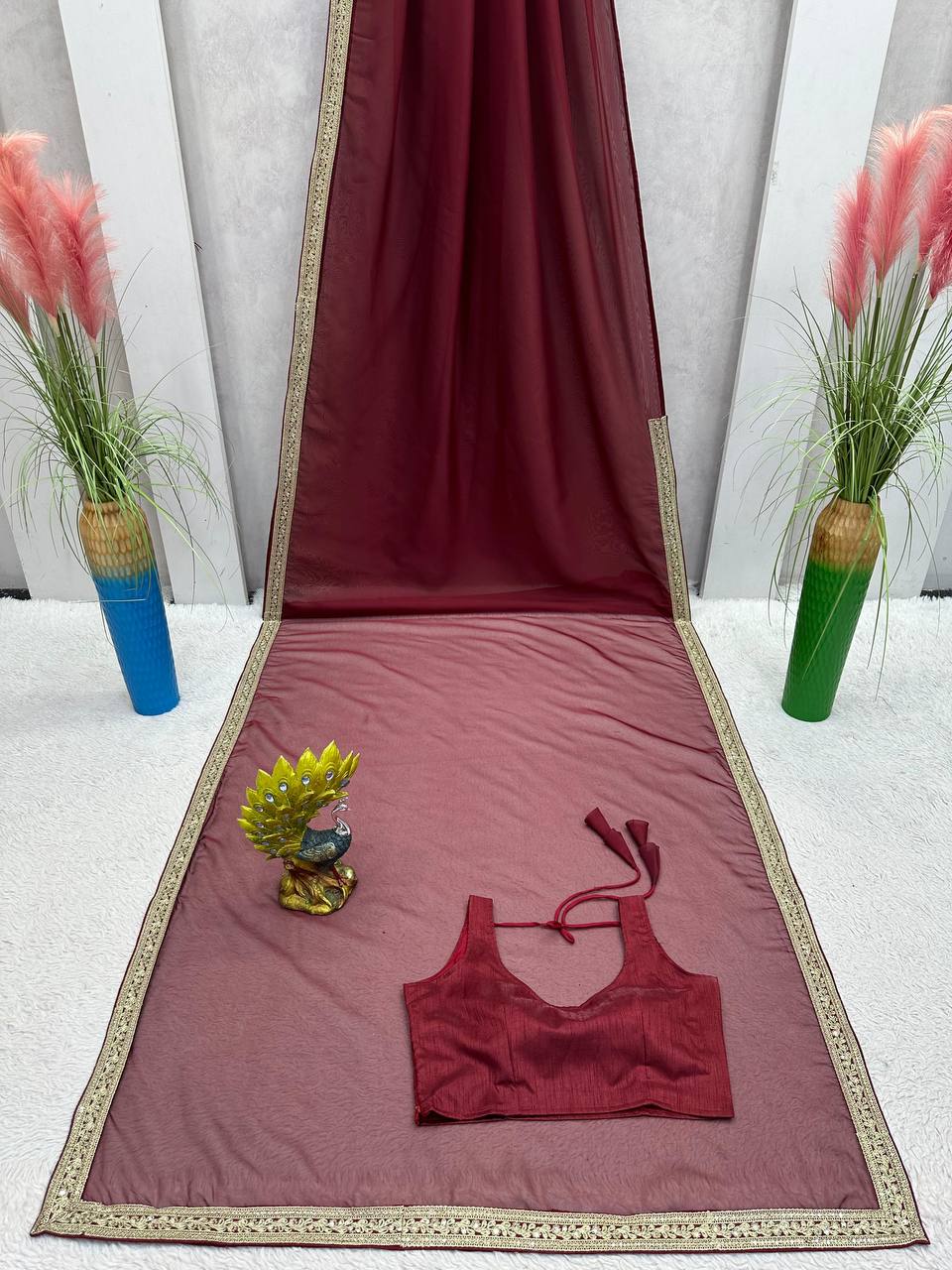 Most Trendy Designer Wedding Special Tibby Silk Saree.