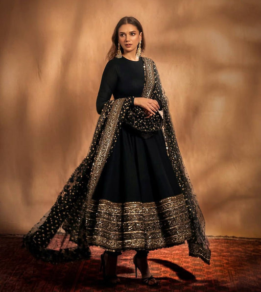 Latest Trendy Designer Party Wear Black Gown.