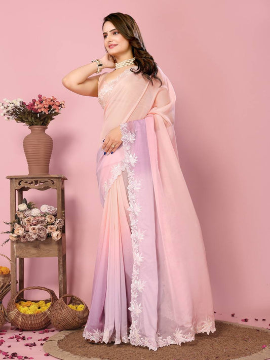 Party Wear Soft Premium Organza  Saree.