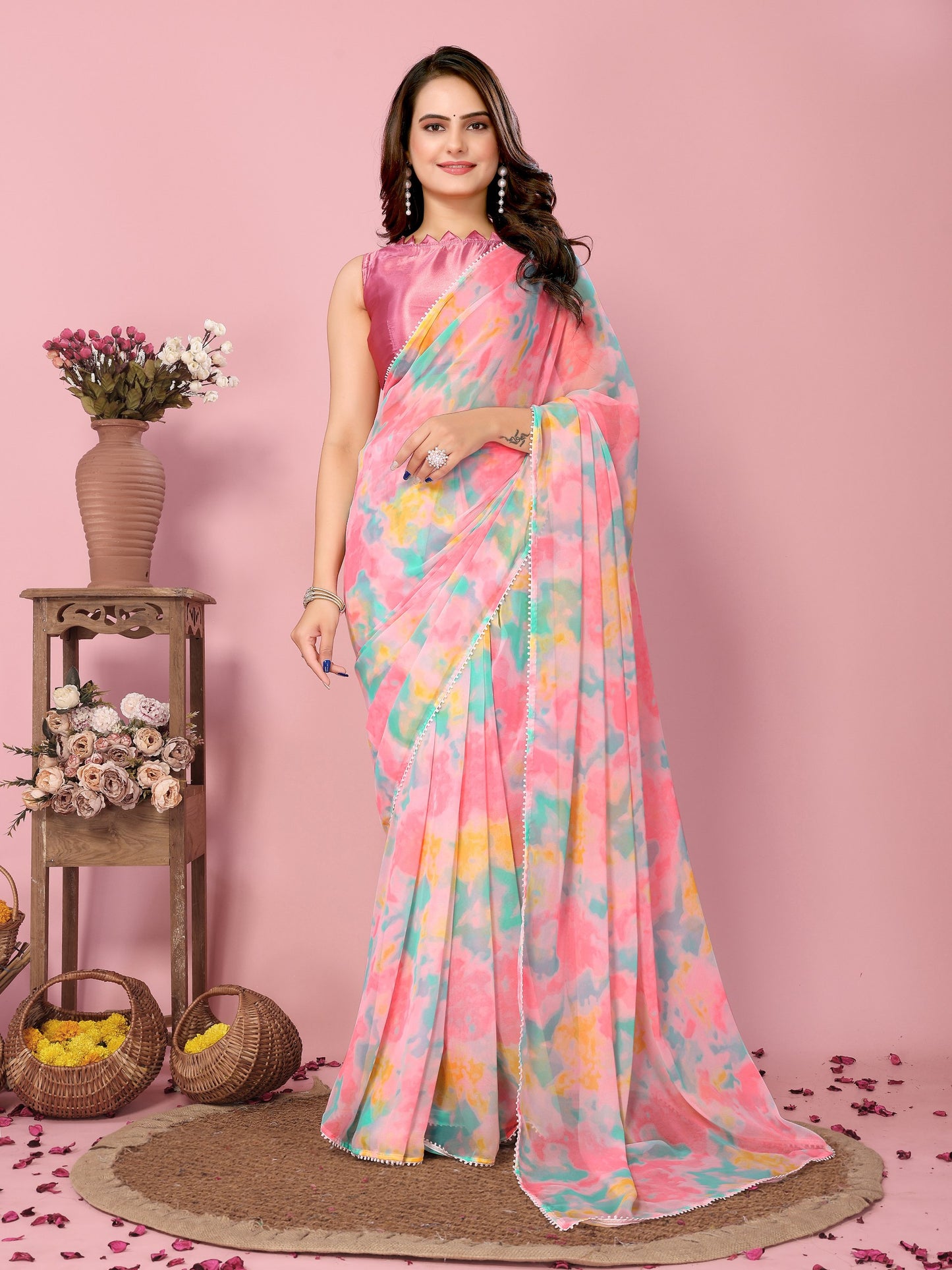 Latest  Premium Georgette Ready To Wear Sarees.