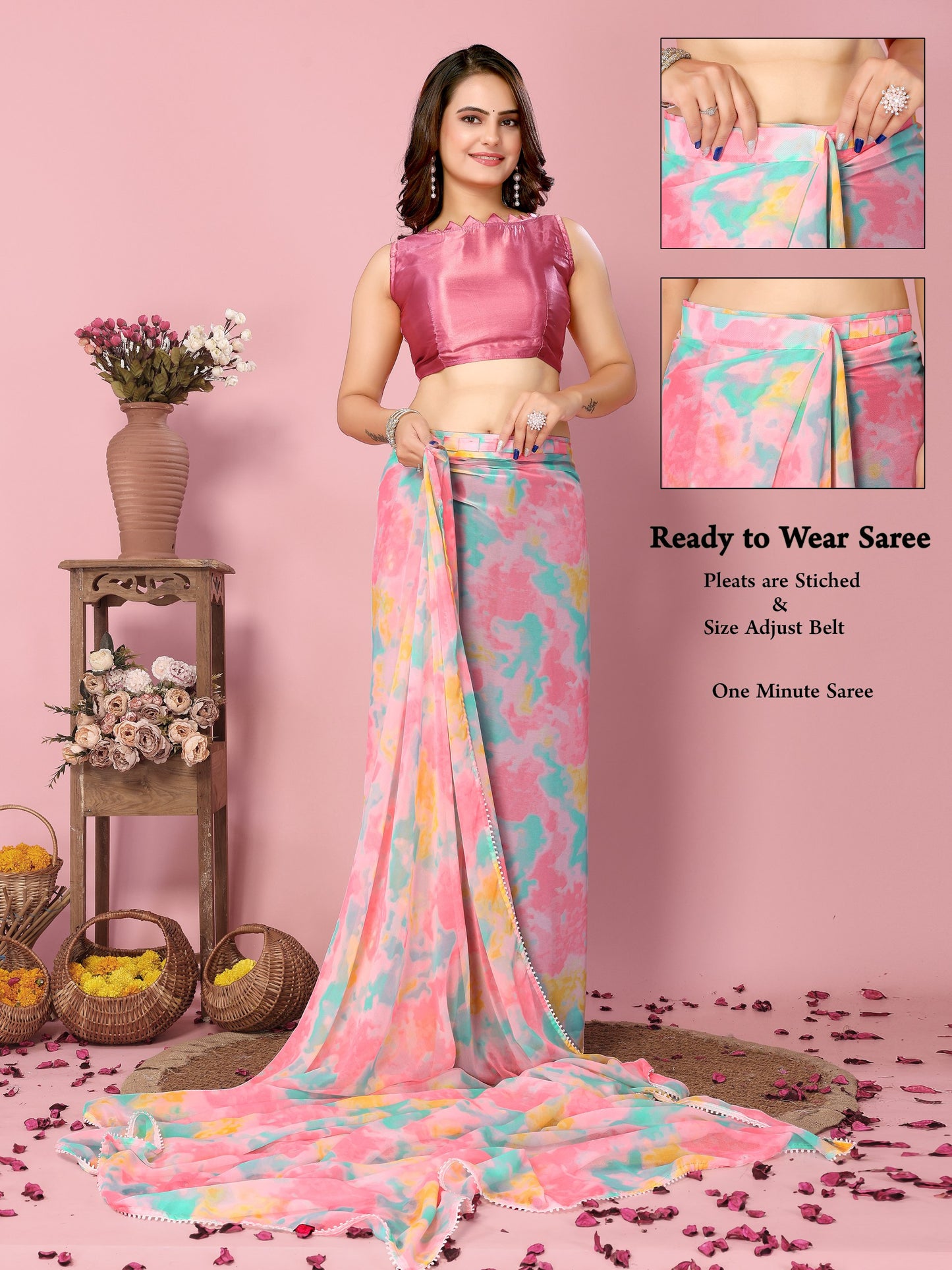 Latest  Premium Georgette Ready To Wear Sarees.