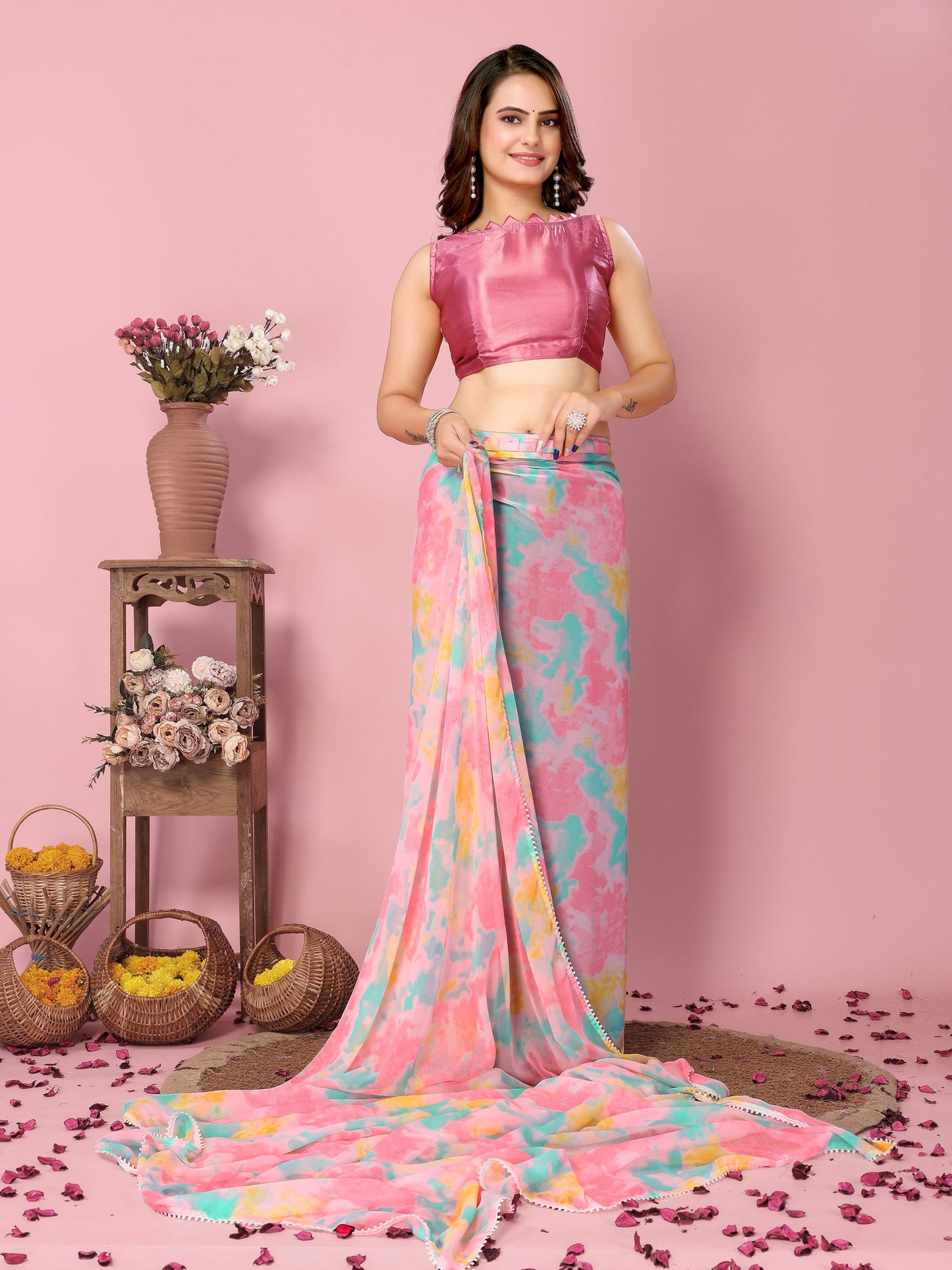 Latest  Premium Georgette Ready To Wear Sarees.