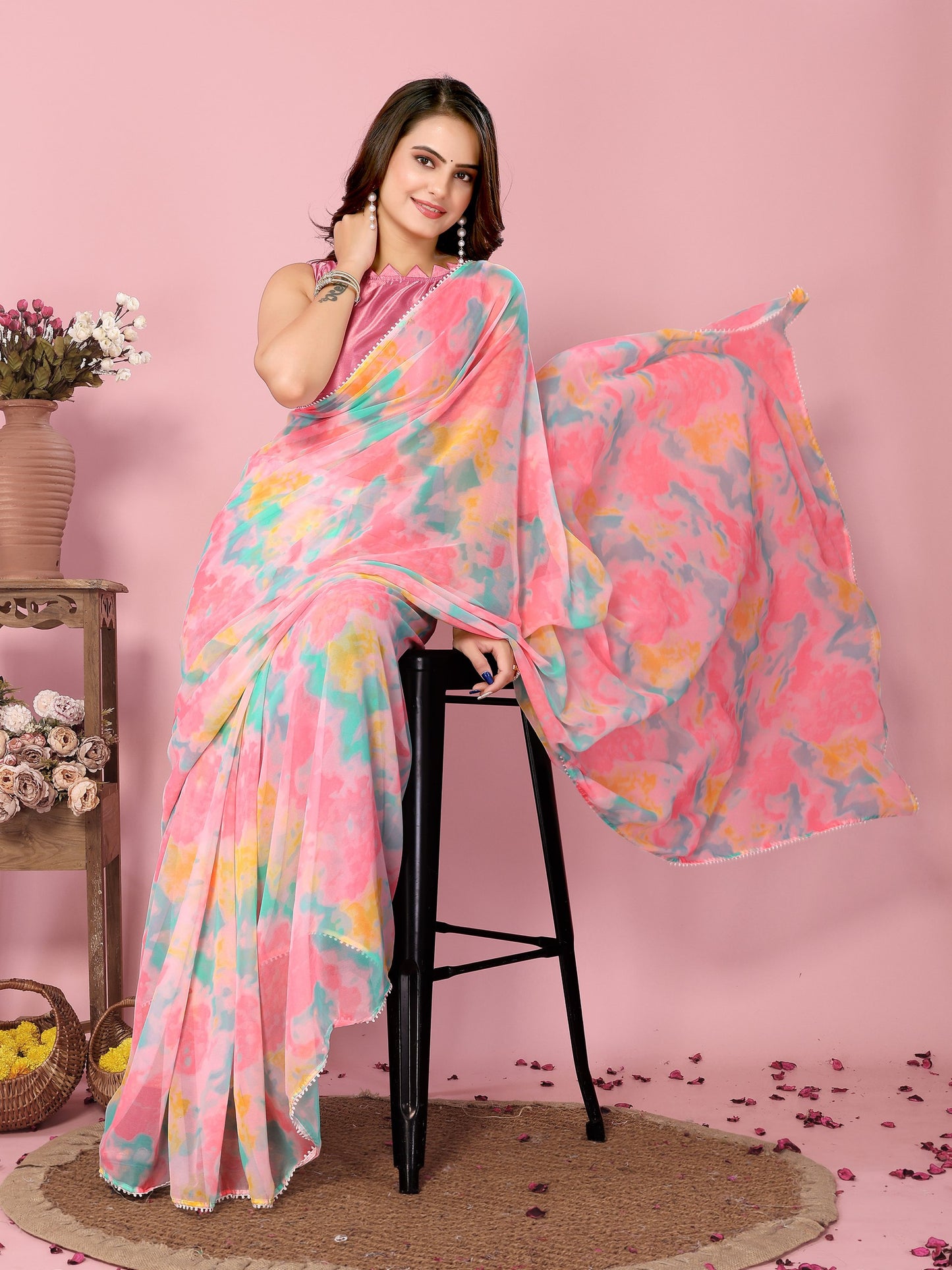 Latest  Premium Georgette Ready To Wear Sarees.