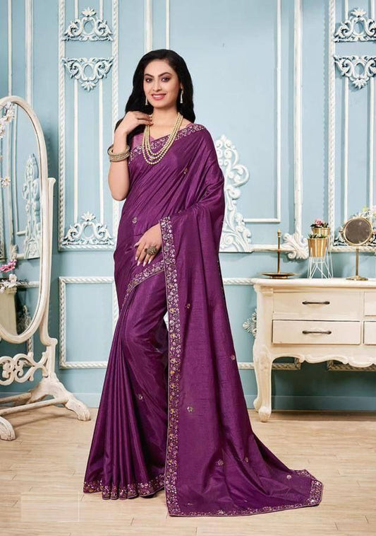 Latest New Designer Vichitra Silk Saree.