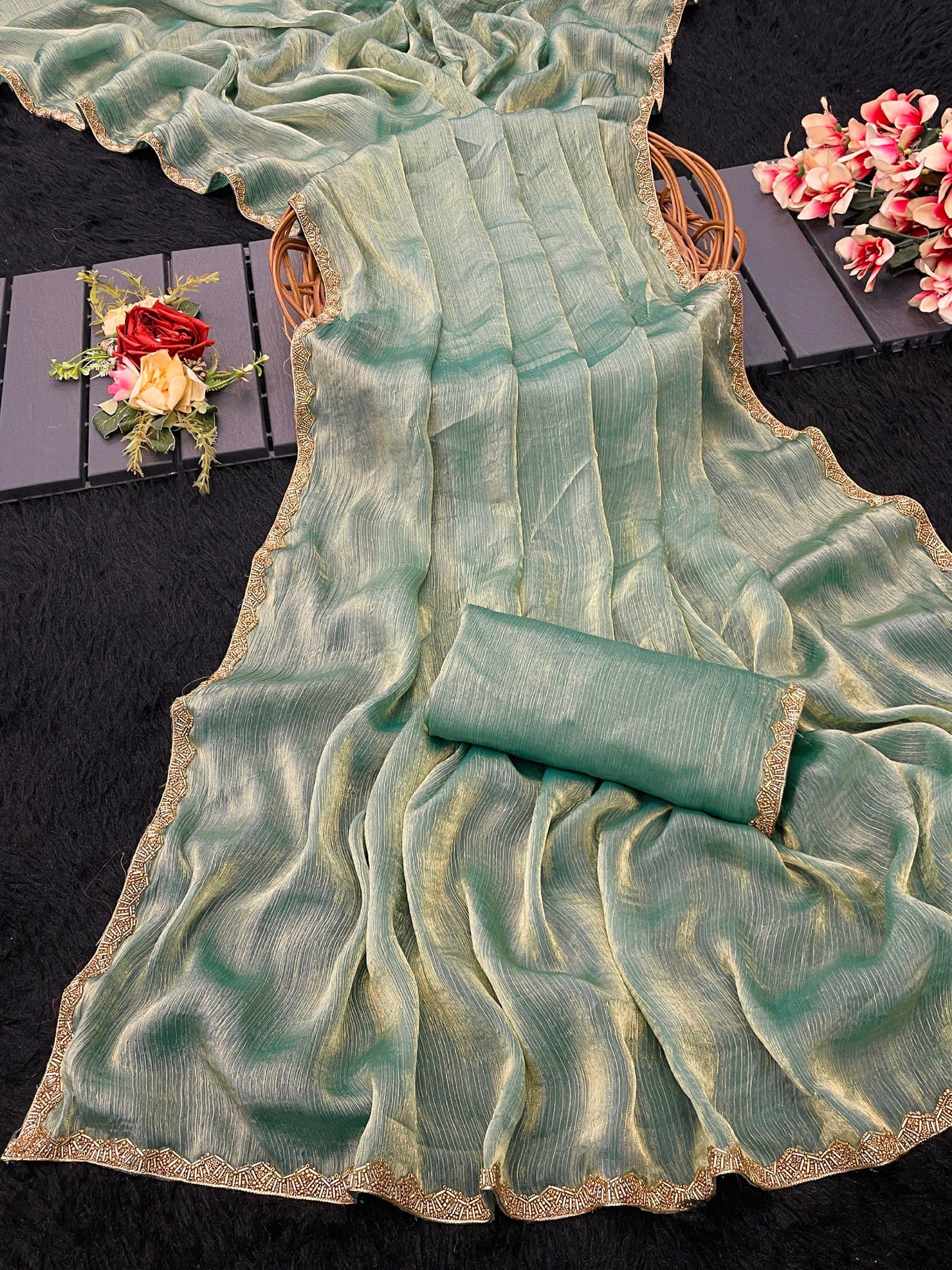 Most Pretty Designer Trendy Two Tone Saree Collection.