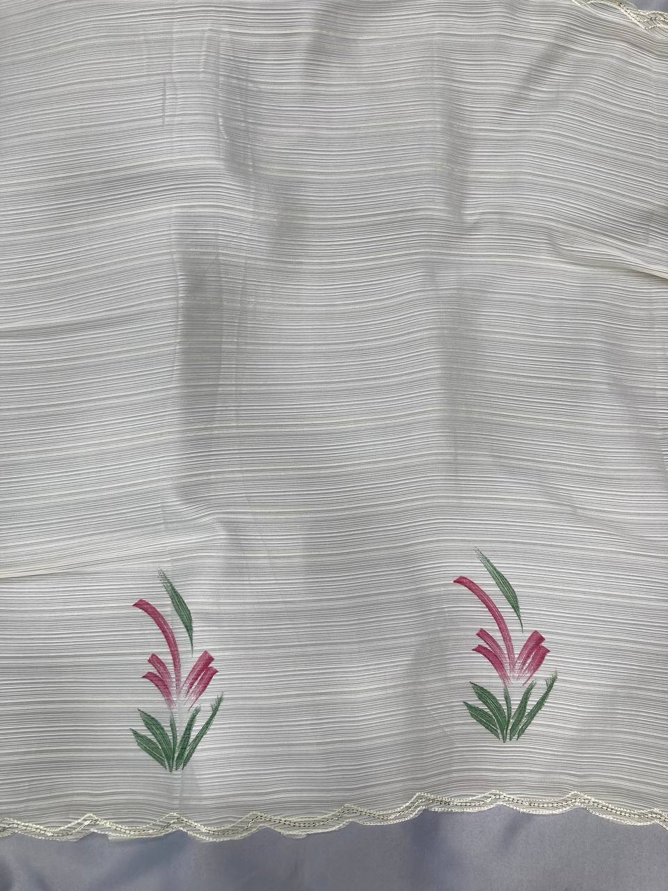 Preety Wedding Wear Special Moss Chiffon Hand Printed Saree.