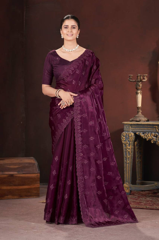 Beautiful Embroidery Sequence Work Saree Collection.