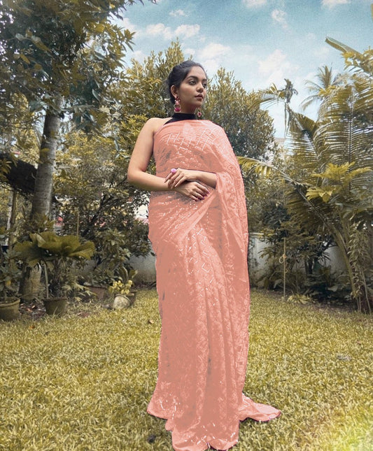 Fancy Sequence Work Georgette Saree.