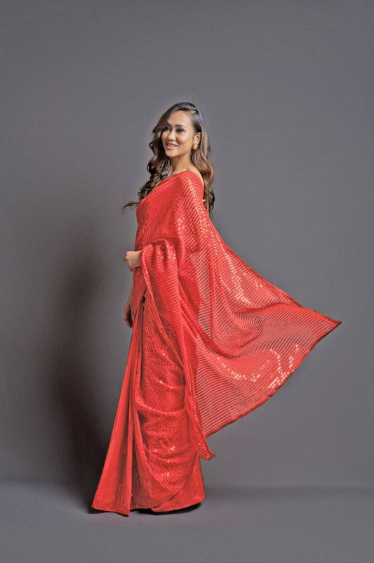 Reception Wear Special Sequence Party Wear Saree Collection.